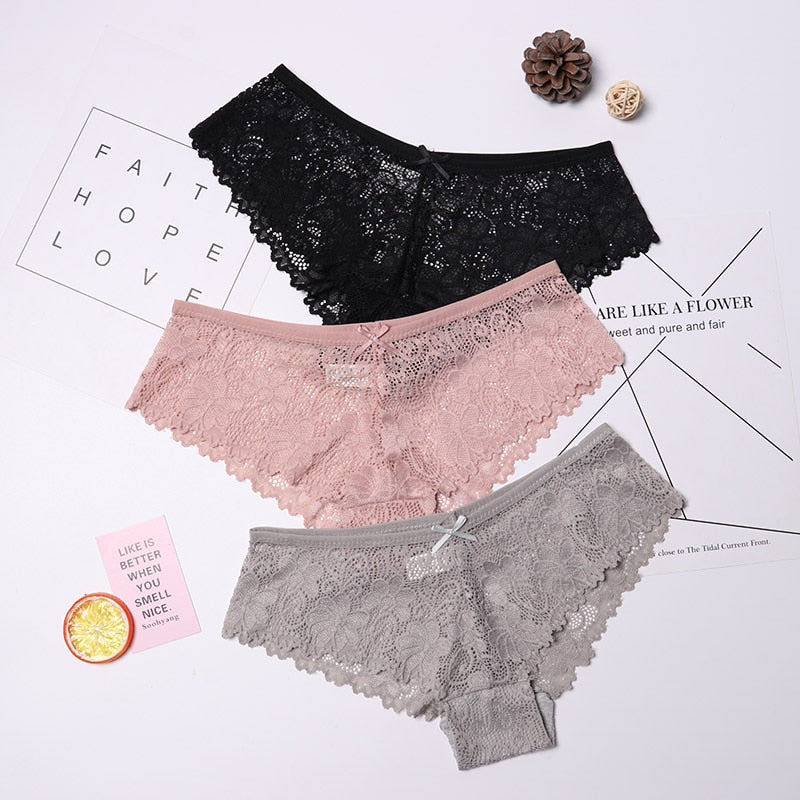 Calcinha em Renda Sexy Lace - Kit com 3 peças