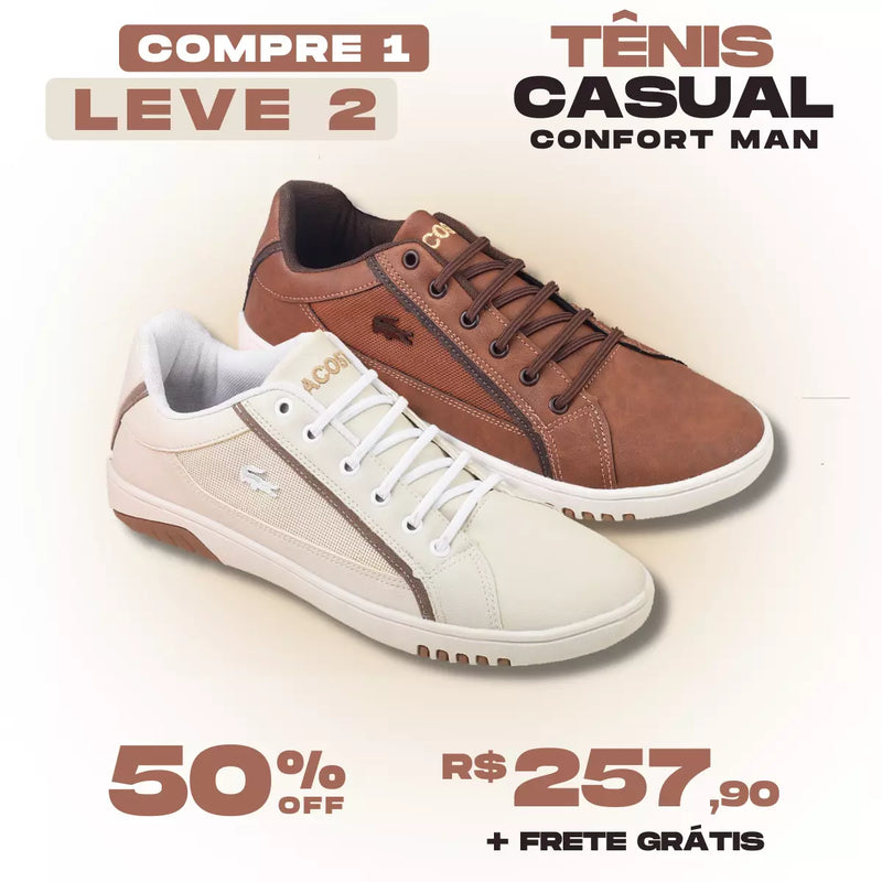 Combo 2 Pares - Tênis Vegas Lасоѕtе (Caramelo LT6/ Gelo LT7)